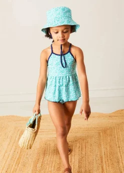 Pepa London Adelaide Floral Bow Detail Two Piece Swimsuit in Green (2-10yrs)