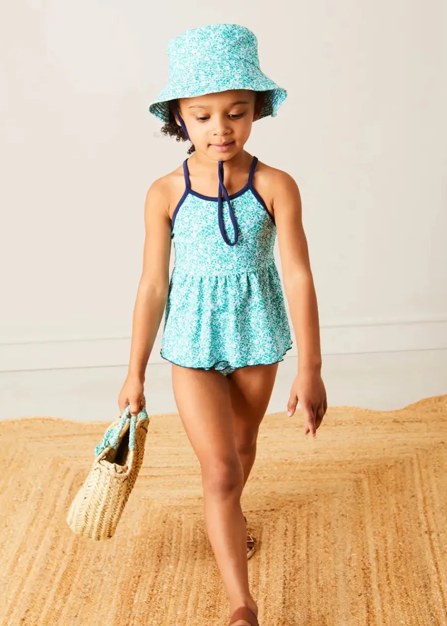Pepa London Adelaide Floral Bow Detail Two Piece Swimsuit in Green (2-10yrs)