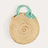 BOY Pepa London Adelaide Floral Detail Raffia Bag in Green