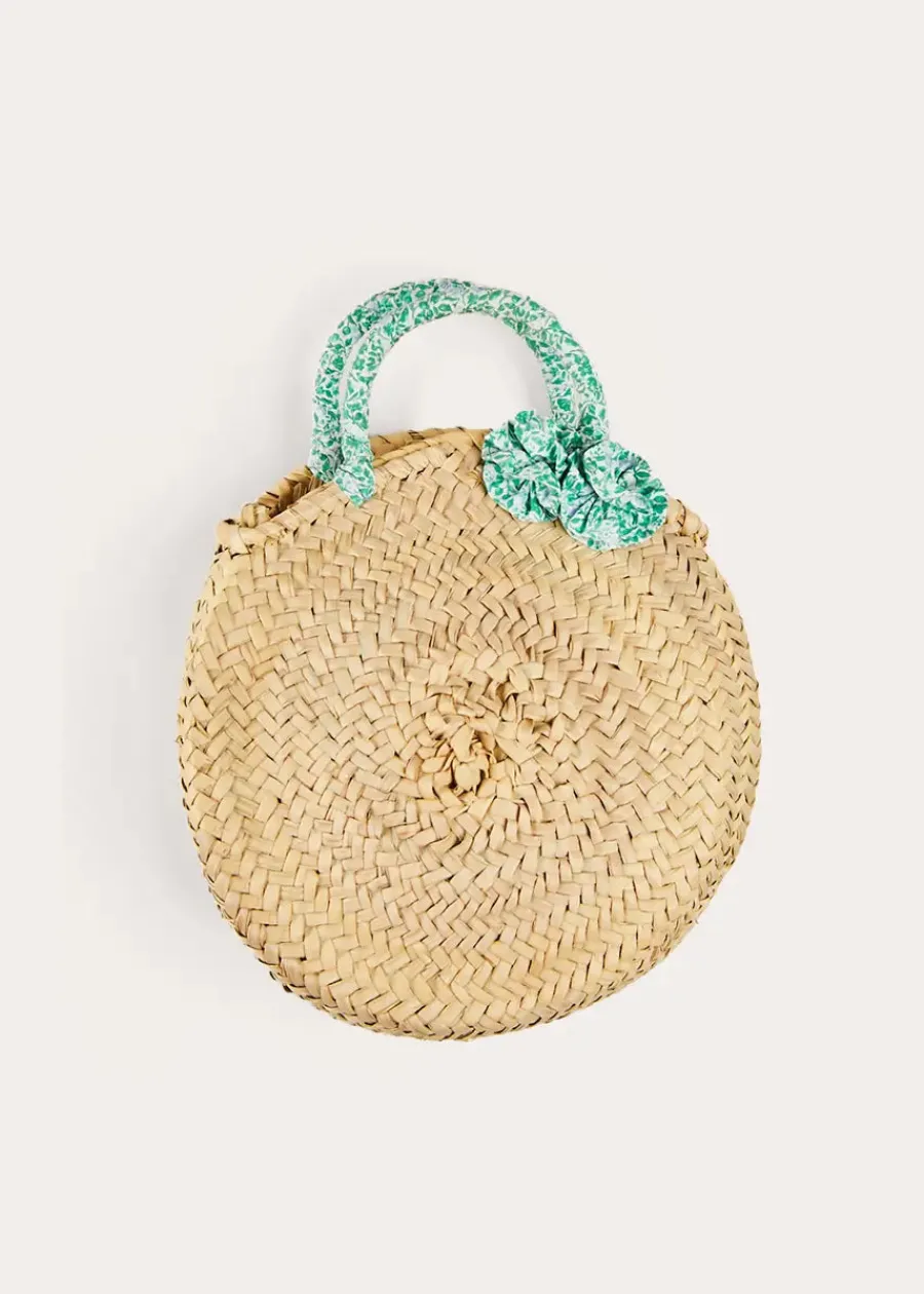 BOY Pepa London Adelaide Floral Detail Raffia Bag in Green