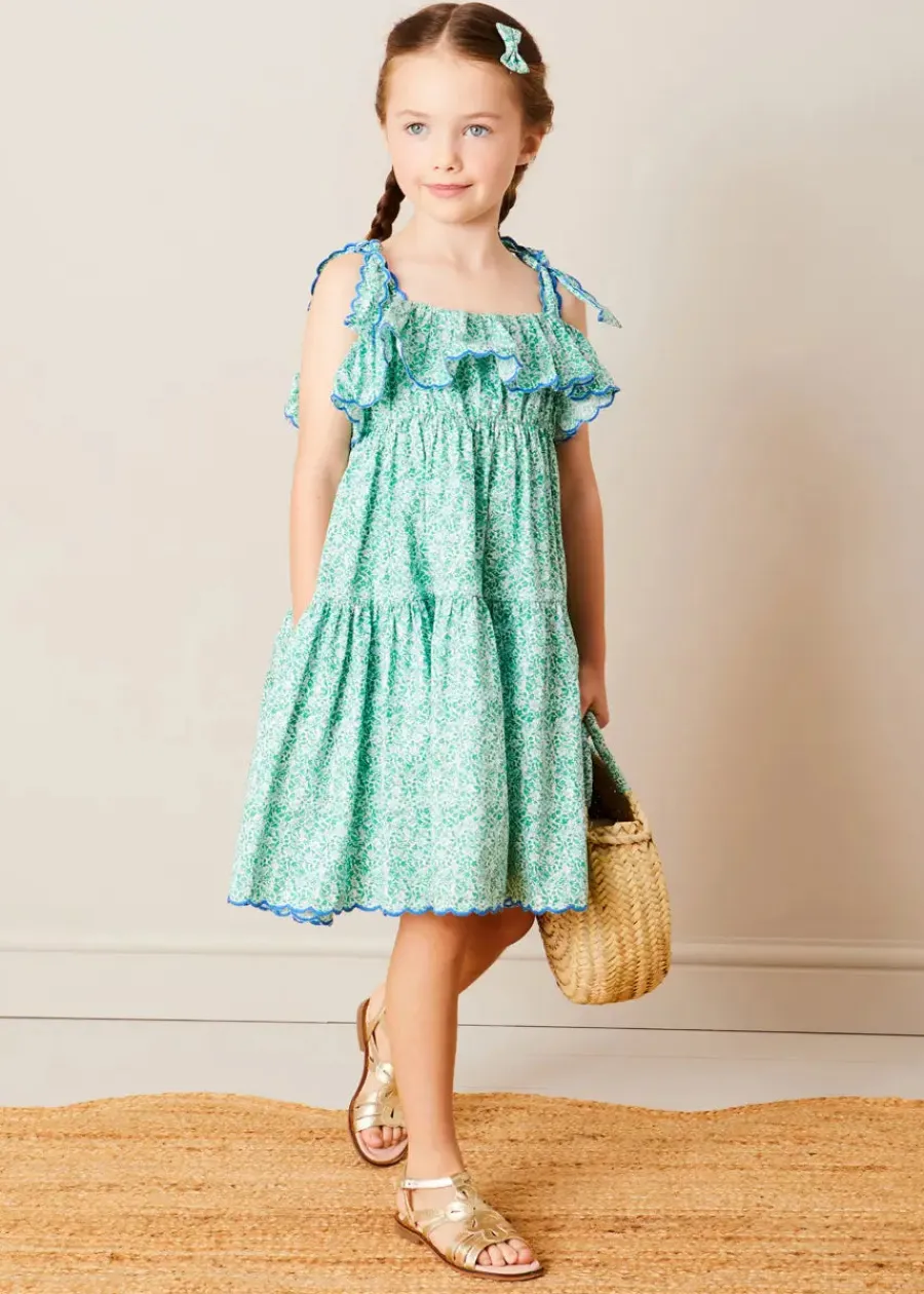 BOY Pepa London Adelaide Floral Detail Raffia Bag in Green