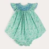 Pepa London Adelaide Floral Hand Smocked Sleeveless Dress With Bloomers in Green (3mths-3yrs)
