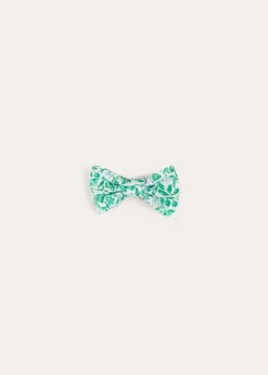 BOY Pepa London Adelaide Floral Small Bow Hair Clip in Green