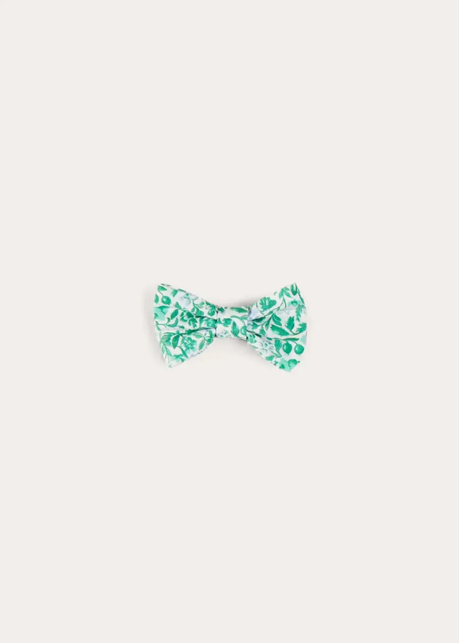 BOY Pepa London Adelaide Floral Small Bow Hair Clip in Green