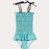 Pepa London Adelaide Floral Smock Detail Swimsuit in Green (2-10yrs)
