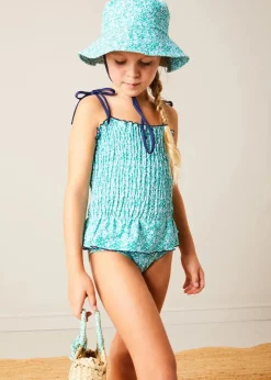Pepa London Adelaide Floral Smock Detail Swimsuit in Green (2-10yrs)