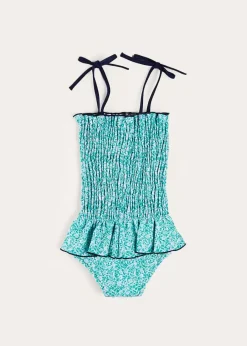 Pepa London Adelaide Floral Smock Detail Swimsuit in Green (2-10yrs)