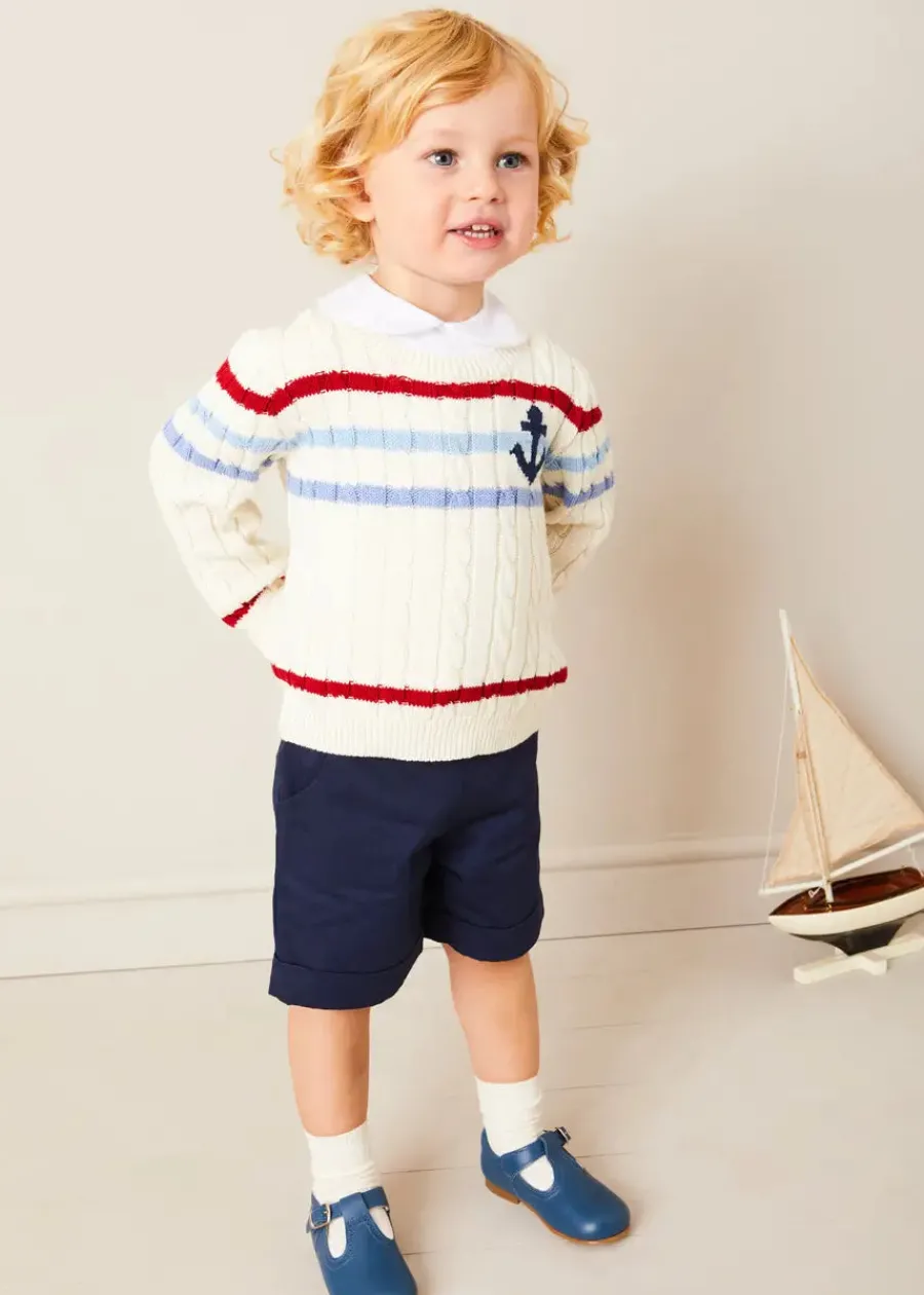 BOY Pepa London Anchor Motif Cable Detail Jumper in Beige (2-10yrs)