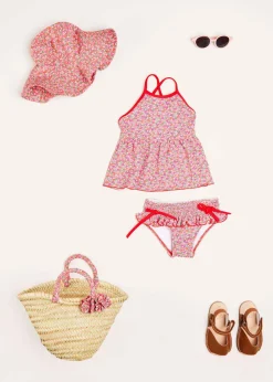 BOY Pepa London Annie Floral Print Beach Hat in Pink (1-8yrs)