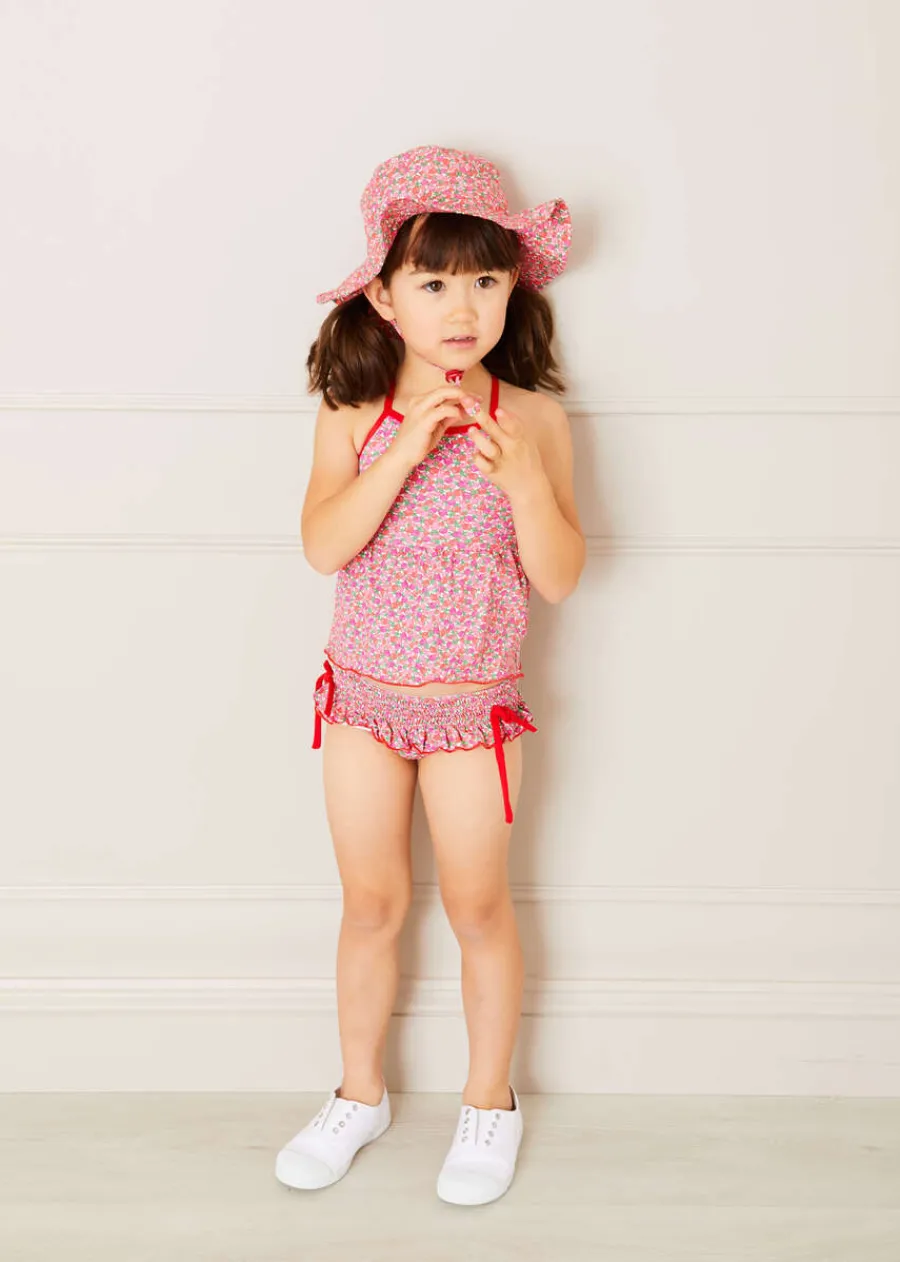 Pepa London Annie Floral Print Bow Detail Two Piece Swimsuit in Pink (12mths-6yrs)