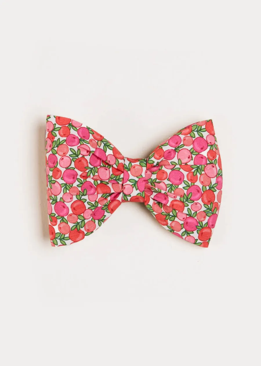 BOY Pepa London Annie Floral Print Medium Bow Clip in Pink