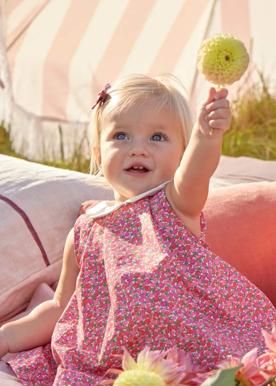 BOY Pepa London Annie Floral Print Small Bow Clip in Pink