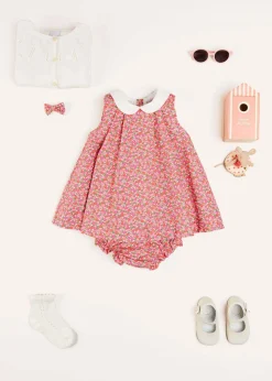 BOY Pepa London Annie Floral Print Small Bow Clip in Pink