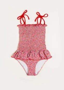 Pepa London Annie Floral Print Smock Detail Swimsuit in Pink (2-8yrs)