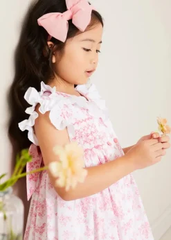 Pepa London Audrey Toile Hand Smocked Double Breasted Sleeveless Dress in Pink (12mths-10yrs)
