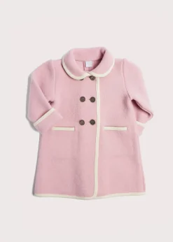 Pepa London Austrian Double Breasted White Trim Baby Coat in Baby Pink (6mths-4yrs)