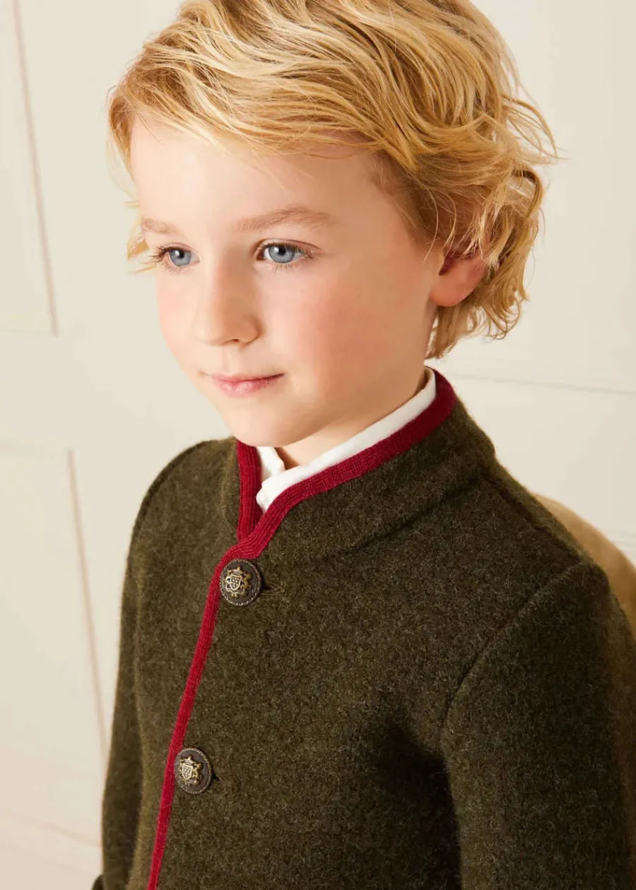 BOY Pepa London Austrian Single Breasted Contrast Trim Jacket in Green (18mths-10yrs)