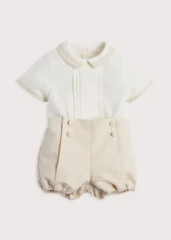 BOY Pepa London Baby Boy Celebration Beige Bloomers and Linen Shirt Set (12mths-3yrs)