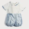 BOY Pepa London Baby Boy Celebration Blue Silk Bloomers and Linen Shirt Set (12mths-4yrs)