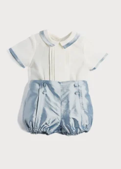 BOY Pepa London Baby Boy Celebration Blue Silk Bloomers and Linen Shirt Set (12mths-4yrs)
