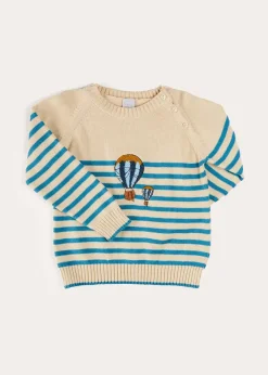 BOY Pepa London Balloon Intarsia Striped Jumper in Beige (12mths-6yrs)