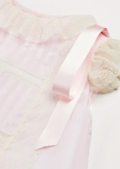 Pepa London Bespoke Organic Cotton Christening Dress and Bonnet in Light Pink