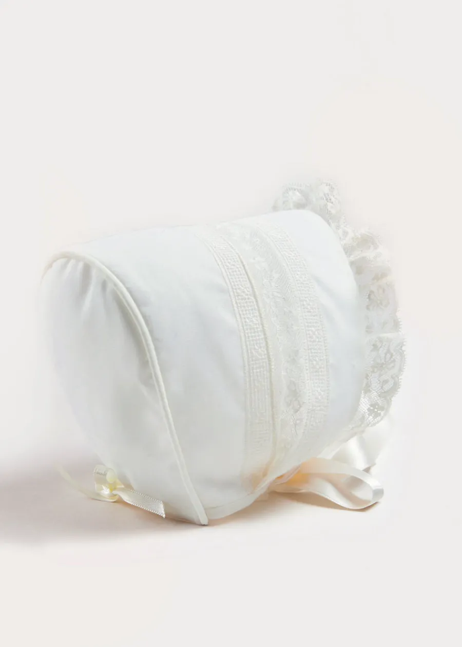Pepa London Bespoke Organic Cotton Dress With Shoulder Ribbons and Bonnet