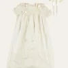 Pepa London Bespoke Organza Silk Christening Gown With Antique Lace and Bonnet