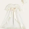 Pepa London Bespoke Traditional Christening Gown with Front Satin Sash and Bonnet