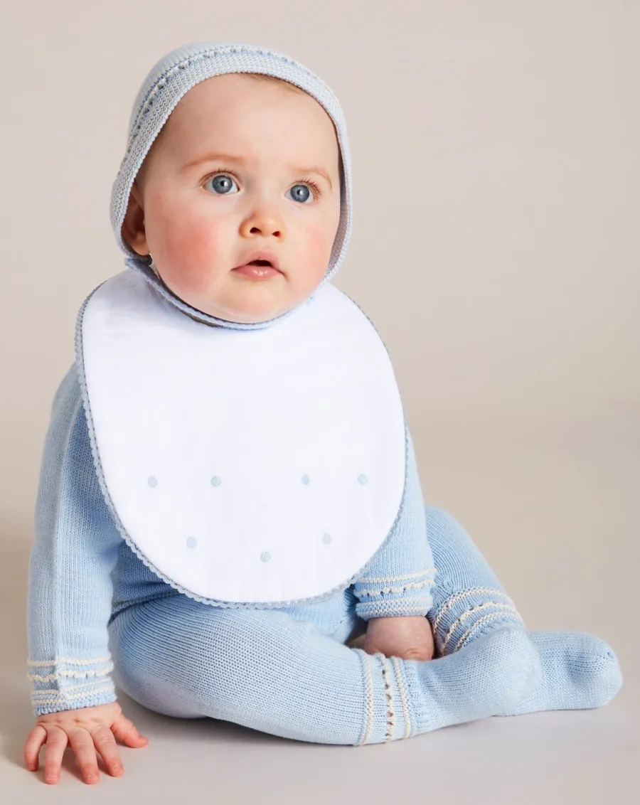BOY Pepa London Blue Dotted Cotton Bib