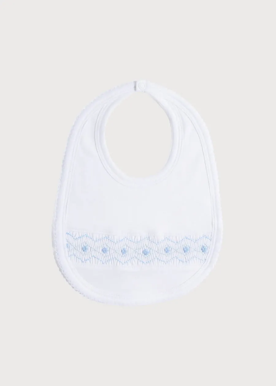 BOY Pepa London Blue Hand Smocked Bib