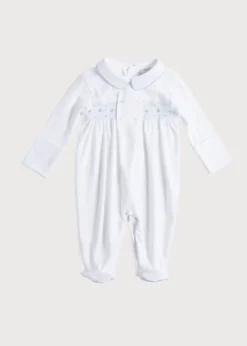 BOY Pepa London Blue Hand Smocked Cotton All-in-One (1-18mths)