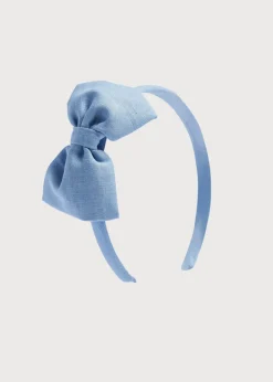 BOY Pepa London Blue Linen Big Bow Hairband