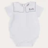 Pepa London Boat Embroidery Statement Collar Short Sleeve Bodysuit in White (3mths-2yrs)