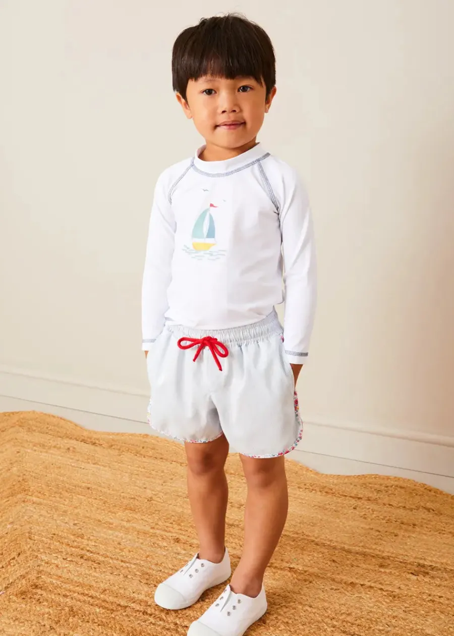 BOY Pepa London Boat Motif Long Sleeve Rashguard in Blue (2-6yrs)