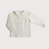 BOY Pepa London Boy's white double-breasted Peter Pan collar silk shirt (12mths-10yrs)