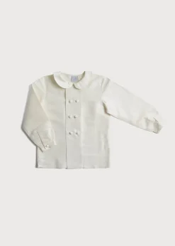 BOY Pepa London Boy's white double-breasted Peter Pan collar silk shirt (12mths-10yrs)