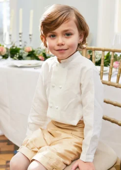 BOY Pepa London Boy's white double-breasted Mandarin collar shirt (12mths-10yrs)