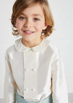 BOY Pepa London Boy's white double-breasted Peter Pan collar silk shirt (12mths-10yrs)