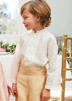 BOY Pepa London Boy's white double-breasted Mandarin collar shirt (12mths-10yrs)