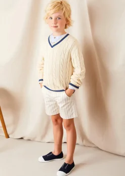BOY Pepa London Brompton Striped Shorts in Beige (4-10yrs)