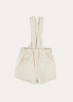 BOY Pepa London Brompton Striped Shorts With Braces in Beige (12mths-4yrs)