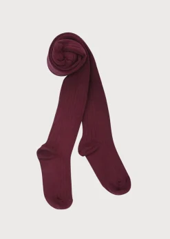 BOY Pepa London Burgundy Ribbed Tights (0mths-10yrs)