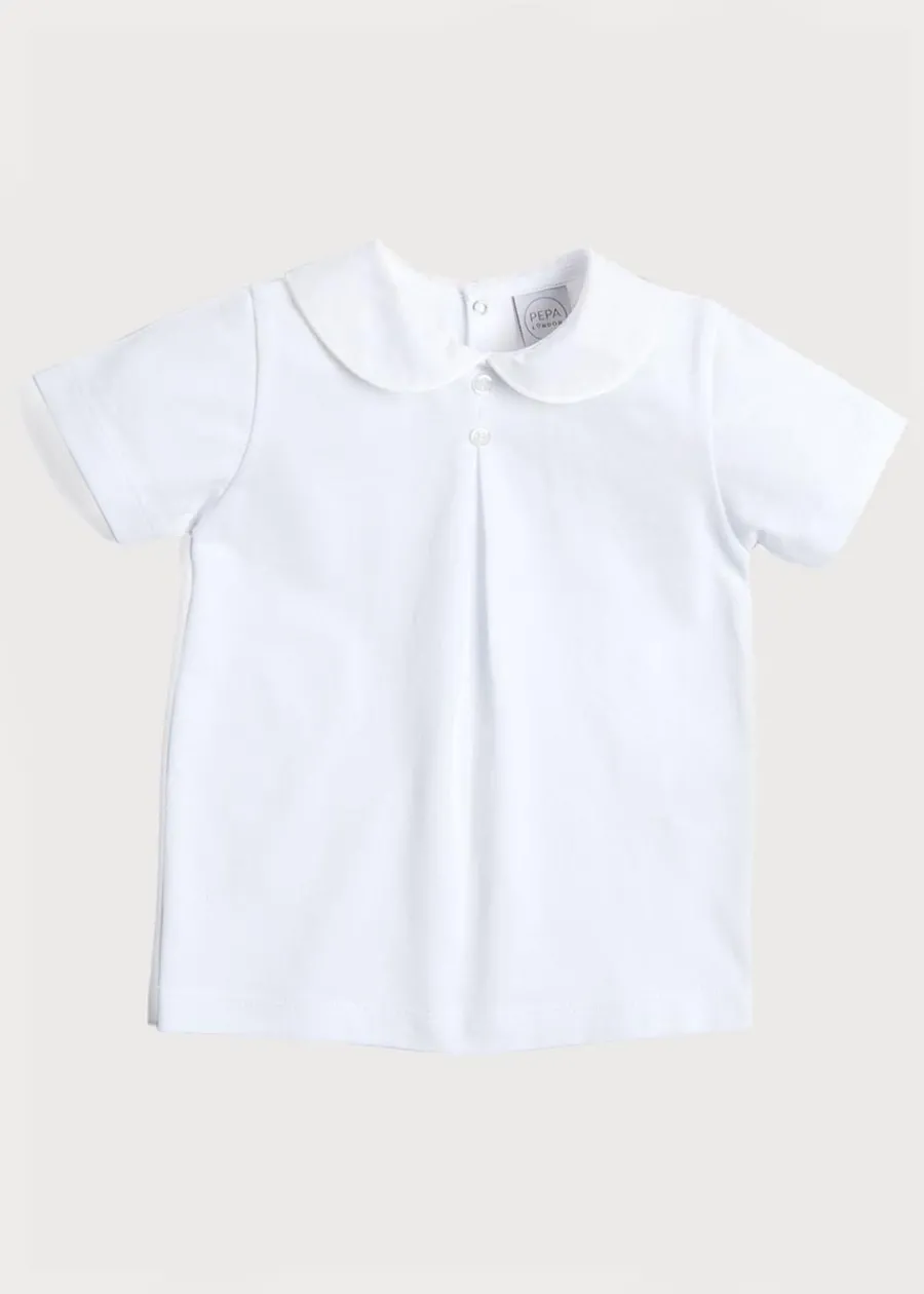 BOY Pepa London Button Detail Cotton Top in White (2-6yrs)