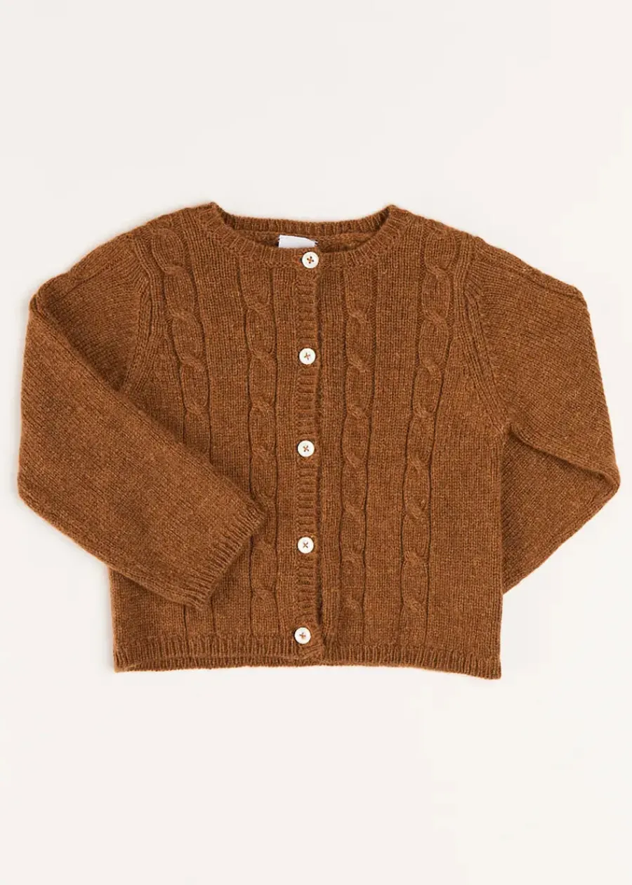 BOY Pepa London Cable Cardigan in Brown (6mths-3yrs)