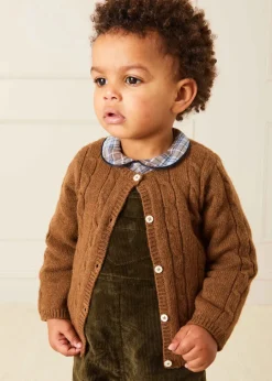 BOY Pepa London Cable Cardigan in Brown (6mths-3yrs)