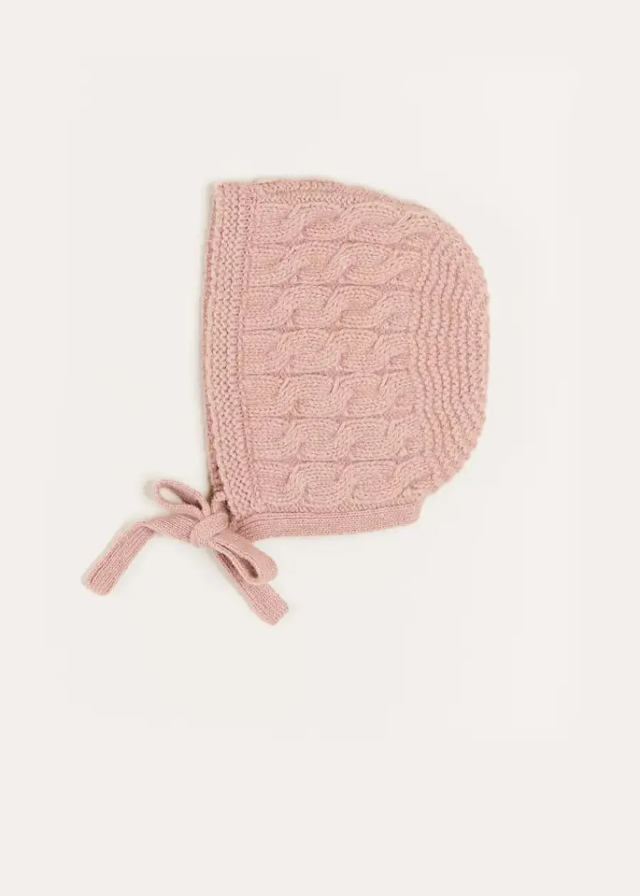 BOY Pepa London Cable Detail Knitted Bonnet in Pink (S-L)