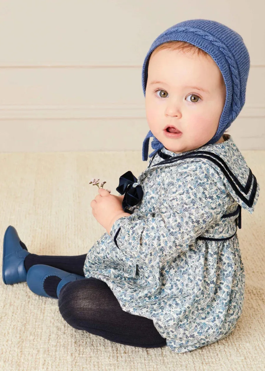 BOY Pepa London Cable Detail Knitted Bonnet In Blue (S-L)