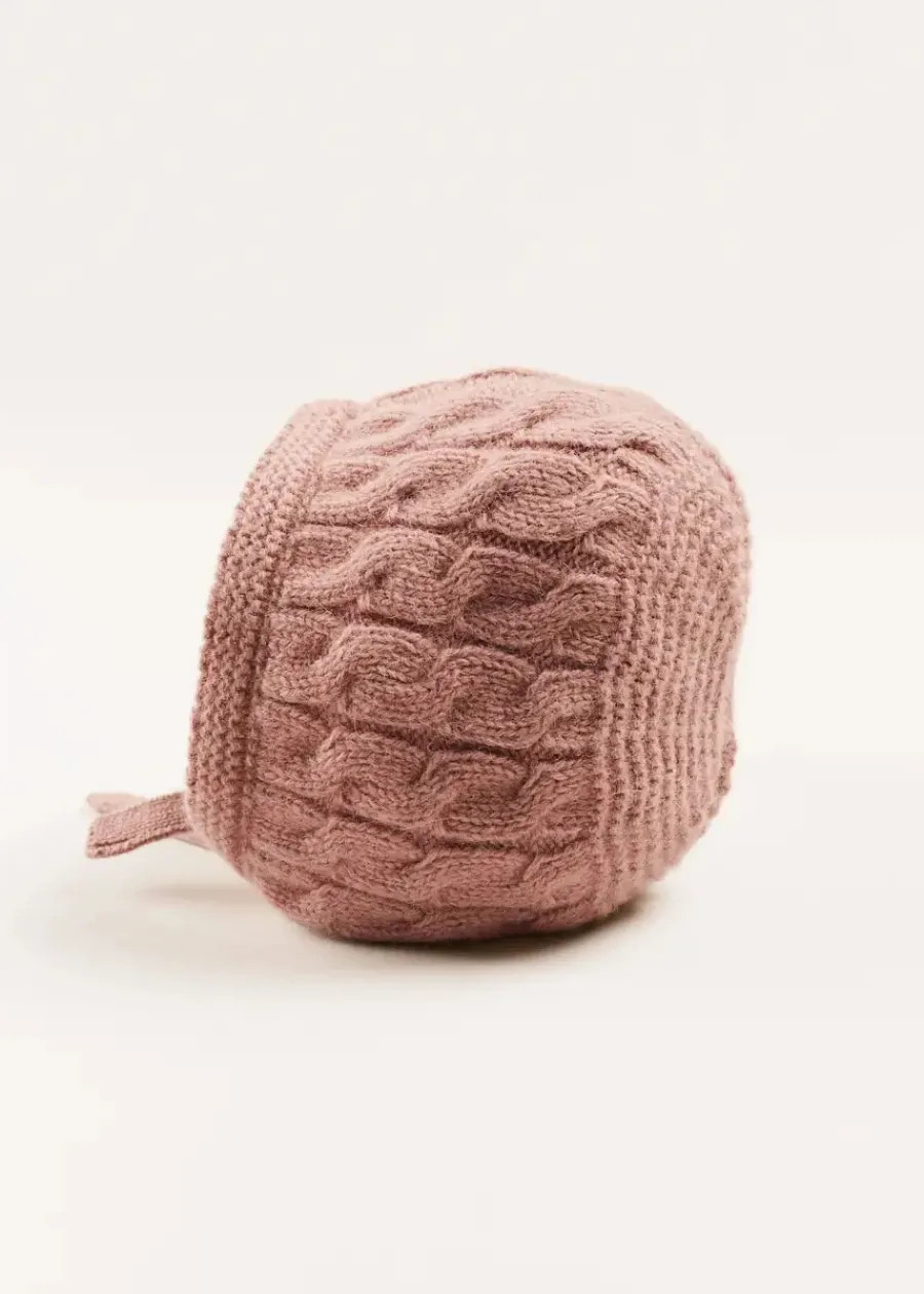 BOY Pepa London Cable Detail Knitted Bonnet in Pink (S-L)