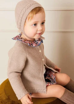 BOY Pepa London Cable Detail Knitted Bonnet in Beige (S-L)